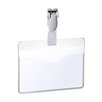 Durable Visitor/Security Badge With Clip 60X90mm Transparent - Pack of 25