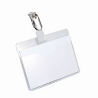 Durable Visitor Badge with Metal Clip - 60 x 90mm - Transparent, Pack of 25