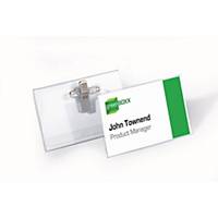 Durable Name Badge With Combi Clip 40X75mm Transparent - Pack of 50
