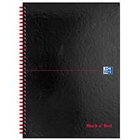 Oxford Black n  Red Notebook A4 Glossy Hardback Wirebound Ruled Perf 140p Black
