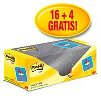 Foglietti Post-it® adesivo standard 16+4 gratis 76x76 mm giallo canary™