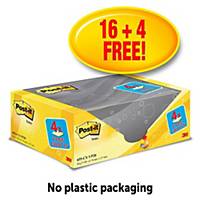 Post-It Value Pack Notes 76X127mm Yellow Pk20