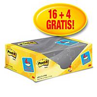 Foglietti Post-it® adesivo standard 16+4 gratis 76 x 127 mm giallo canary™