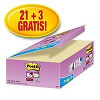 Post-it® Super Sticky Notes Canary Yellow™ pak, geel, 47,6 x 47,6mm, 21+3 GRATIS