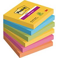 Post-it 654-6SS-CARN Super Sticky notes 76x76 mm Carnival colours - pack of 6
