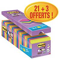 Post-It Super Sticky Notes 76x76mm Asst - Pack Of 24