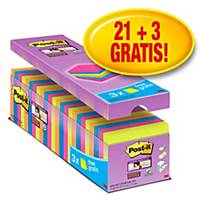 Foglietti Post-it Super Sticky 21 + 3 gratis 76 x 76 mm colori assortiti