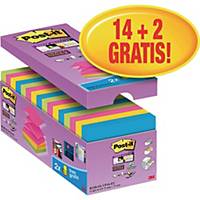 Post-it Haftnotizen Super Sticky Z-Notes R330S16, 76x76mm, 16 x 90 Blatt, farbig