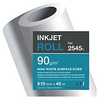 Clairefontaine Bright White Inkjet Paper Plotter Roll 90gsm 45M X 610mm - 1 Roll