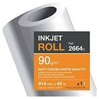 Clairefontaine Matt Coated Inkjet Paper Plotter Roll 90 gsm 45M X 914mm - 1 Roll