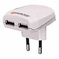 Adaptateur USB 2 ports Skross, universel, blanc