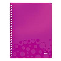 LEITZ WOW WIREBOUND NOTEBOOK PP COVER A4 RULED PINK