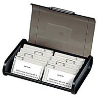 Exacompta Top Line Business Card Box, 18x24.5x6cm, Black/Grey Translucent