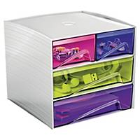 Cep My Cube mini ladekast, 4 laden, wit en assorti kleuren