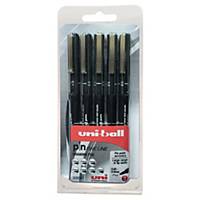 UNI-BALL UNI PIN BLACK ASSORTED WIDTH DRAWING PEN - PACK OF 5