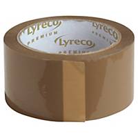 Pakketape Lyreco Premium Hot Melt, PP, 50 mm x 66 m, brun, pakke a 6 ruller