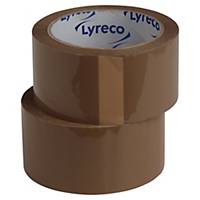 LYRECO Packband, 75 mm x 66 m, braun, 6 Stück