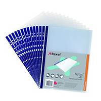 Rexel Nyrex Reinforced 90 Micron A4 Top Opening Punched Pocket Blue Strip Pk 25