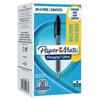 Ballpoint pen Paper Mate Flexgrip Ultra, 30+6 free, black, pack of 36 pcs