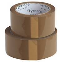 LYRECO Packband BUDGET, 50 mm x 100 m, braun, 6 Stück