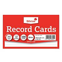 Silvine White 127 X 76mm Record Cards - Pack of 100