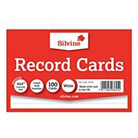 Silvine White 152 X 102mm Record Cards - Pack of 100