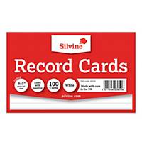 Silvine White 203 X 127mm Record Cards - Pack of 100
