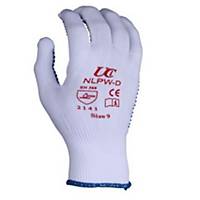 Polka Dot Gripper Gloves - White & Blue, Size 8 (Pair)