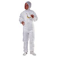 Disposable hooded overall polypropylene - size L - white
