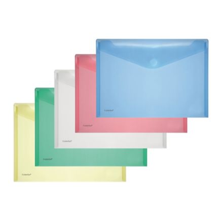 Enveloppes plastiques Foldersys, A4, PP transparent, assorties