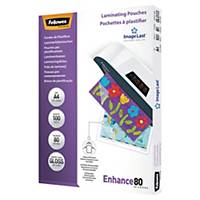 Fellowes Laminating Film, A4, Self-Adhesive Glossy, 80 my, Pack of 100 (5302202)