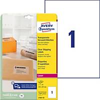 Avery L7567 clear labels 210x297mm - box of 25