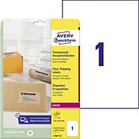 Avery L7567 Laser Labels 1996 X 2891Mm Clear - Box Of 25