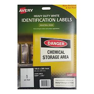 Avery 艾利 L7067 防水鐳射標籤 199.6 x 289.1毫米 每包25個標籤