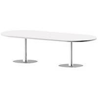 Mesa de reunión ovalada - pie de metal - 2000x1100x750mm - blanco/blanco