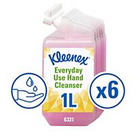 KLEENEX EVERYDAY USE HAND CLEANSER SOAP REFILL 1 LITRE PINK - PACK OF 6