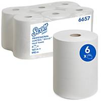 SCOTT 6657 SLIMROLL HAND TOWELS 1 PLY 165M WHITE - PACK OF 6