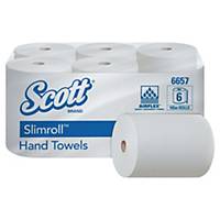 Essuie-mains Scott pour Slimroll 6953/6969 - 6657 - 1 pli - blanc - 6 rouleaux