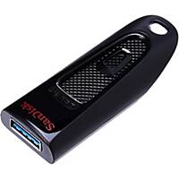 Memoria flash USB SanDisk Ultra - 32 Gb - USB 3.0 - retráctil - negro