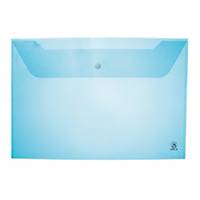 ORCA 120 PLASTIC ENVELOPE WITH BUTTON HORIZONTAL A4  BLUE - PACK OF 12