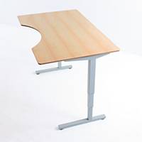 Hæve-sænke-bord, med bue, 3-leddet ben, 160 x 100 cm, bøg