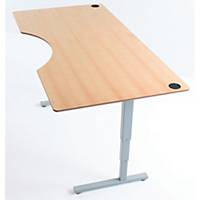 Hæve-sænke-bord ConSet, med mavebue, BxL 100 x 200 cm, bøg