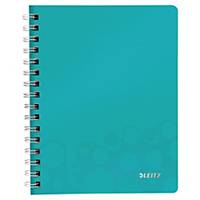 Leitz WOW wirebound notebook PP A5 squared ice blue