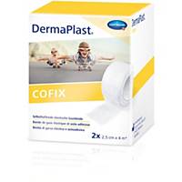 DermaPlast, bandes de gaze de fixation CoFix, blanc, 2,5cm x 4m, 2 pièces