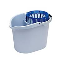 Cubo de plástico con asa y escurridor Vileda - 10 L - blanco y azul