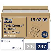 Tork 150299 H2 White Multifold Hand Towel 2 Ply - Pack of 20 Sleeves of 237