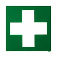 First Aid Sign, photoluminescent, 148 x 148 mm, green/white