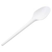 Duni White Plastic Dessert Spoons - Box of 100