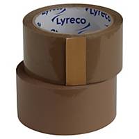 Pakketape Lyreco, PP, 50 mm x 66 m, brun, pakke a 6 ruller