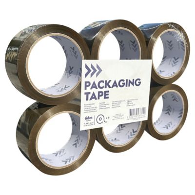 Pack de 6 cintas adhesivas de embalaje Lyreco Budget - 50 mm x 66 m - marrón
